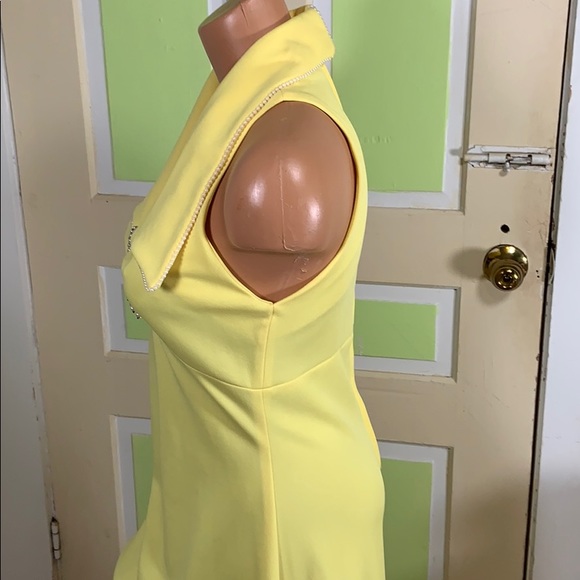 VINTAGE PEARL sleeveless bridesmaid dress yellow 4 - Picture 5 of 7
